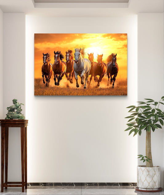 Seven Running Horses Premium Acrylic Wall Art for Home & Office Decor