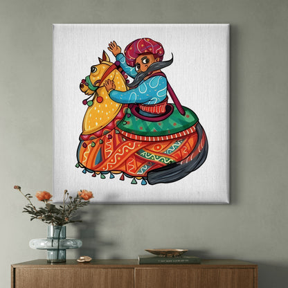 Kathputli Rider Premium Canvas Wall Painting