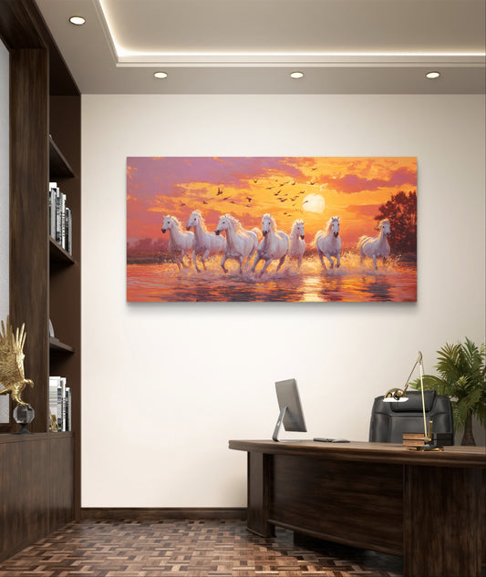 Seven Horses Vibrant Premium Acrylic Wall Art for Home & Office Decor