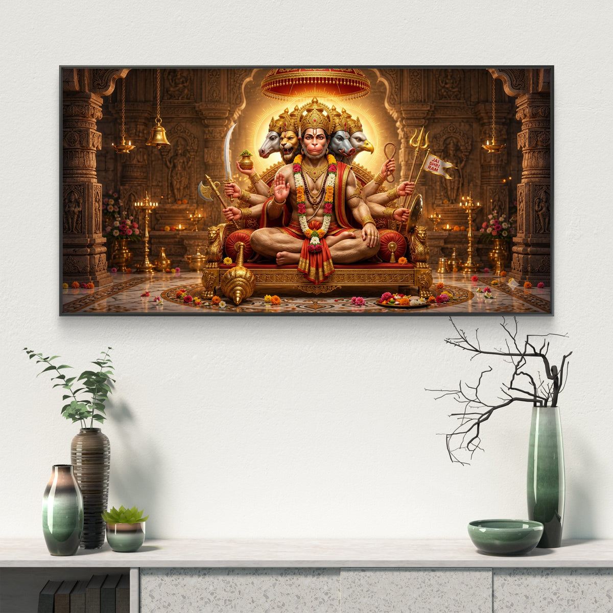 Panchmukhi Hanuman Ji Premium Canvas Painting - Buy Online | Decor By Neon