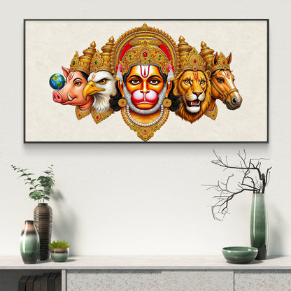 Panchmukhi Hanuman Ji Premium Canvas Painting