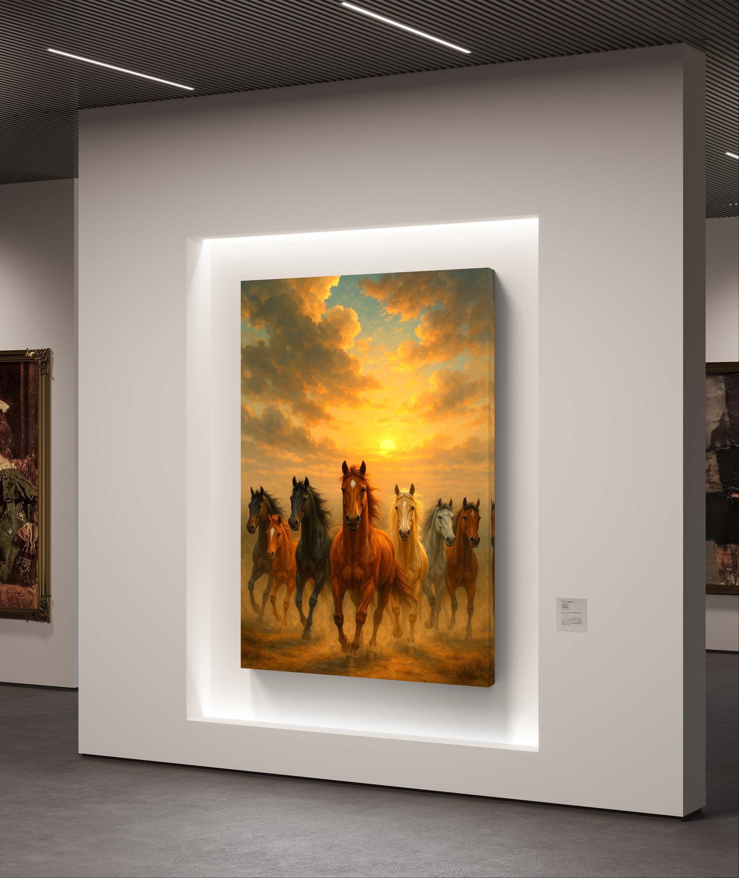 Seven Running Horses Portrait Premium Acrylic Wall Art for Home & Office Decor