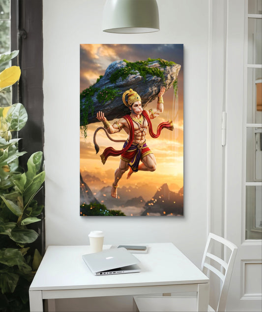 Sanjeevani Hanuman Premium Acrylic Wall Art for Home & Temple Decor