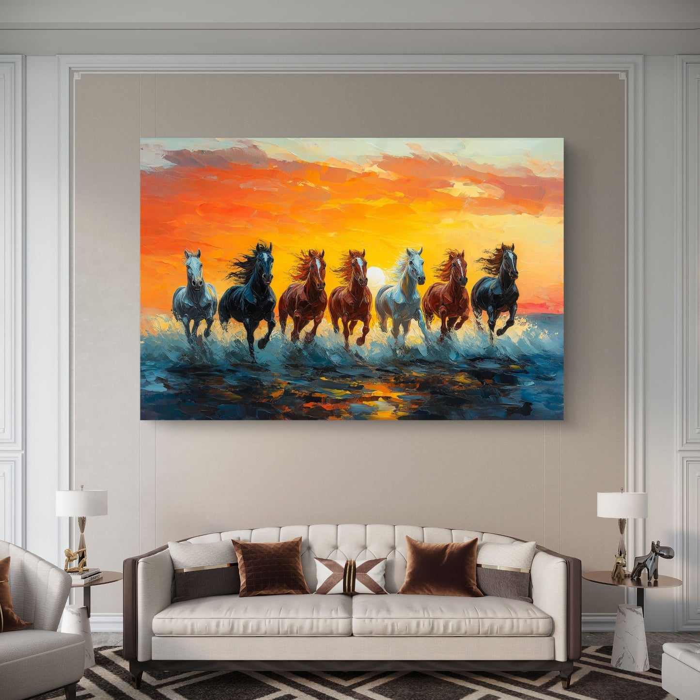 Seven Running Horses Premium Acrylic Wall Art for Home & Office Decor