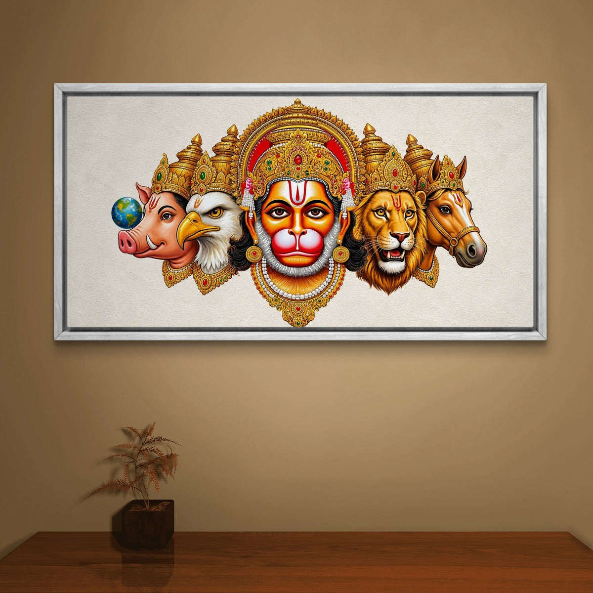 Panchmukhi Hanuman Ji Premium Canvas Painting - Buy Online | Decor By Neon