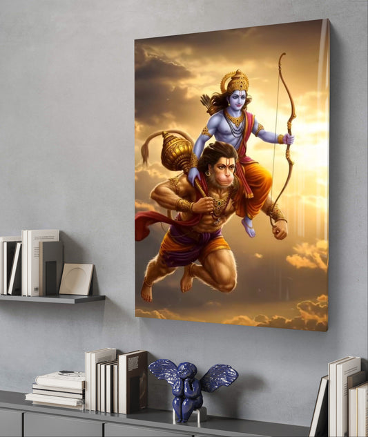 Lord Ram with Hanuman Premium Acrylic Wall Art for Home & Temple Decor