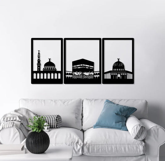 Masjid An-Nabawi Masjid Al-Haram Masjid Al-Aksa Metal Wall Decor, Ramadan Gift, Islamic Wall Art, Muslim Home Decor, Arabic Calligraphy, Eid gift