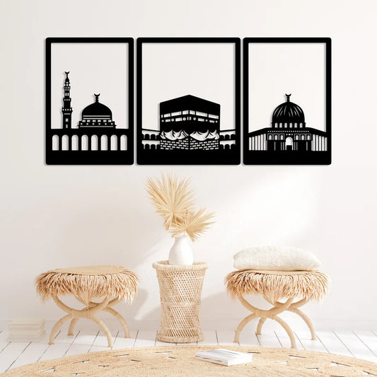 Masjid An-Nabawi Masjid Al-Haram Masjid Al-Aksa Metal Wall Decor, Ramadan Gift, Islamic Wall Art, Muslim Home Decor, Arabic Calligraphy, Eid gift