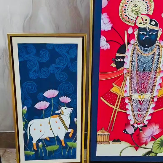 Traditional Pichwai Shrinath ji Set of 3 Premium Canvas Painting - Buy Online | Decor By Neon