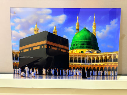 Mecca and Medina Premium Acrylic Islamic Wall Art , Islamic Painting