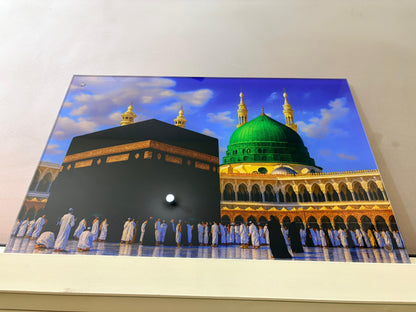 Mecca and Medina Premium Acrylic Islamic Wall Art , Islamic Painting