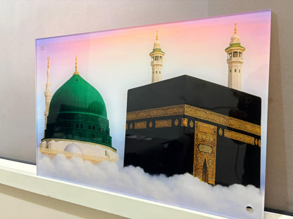 Mecca and Medina Premium Acrylic Islamic Wall Art , Islamic Painting