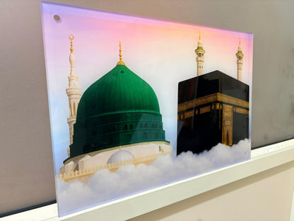 Mecca and Medina Premium Acrylic Islamic Wall Art , Islamic Painting